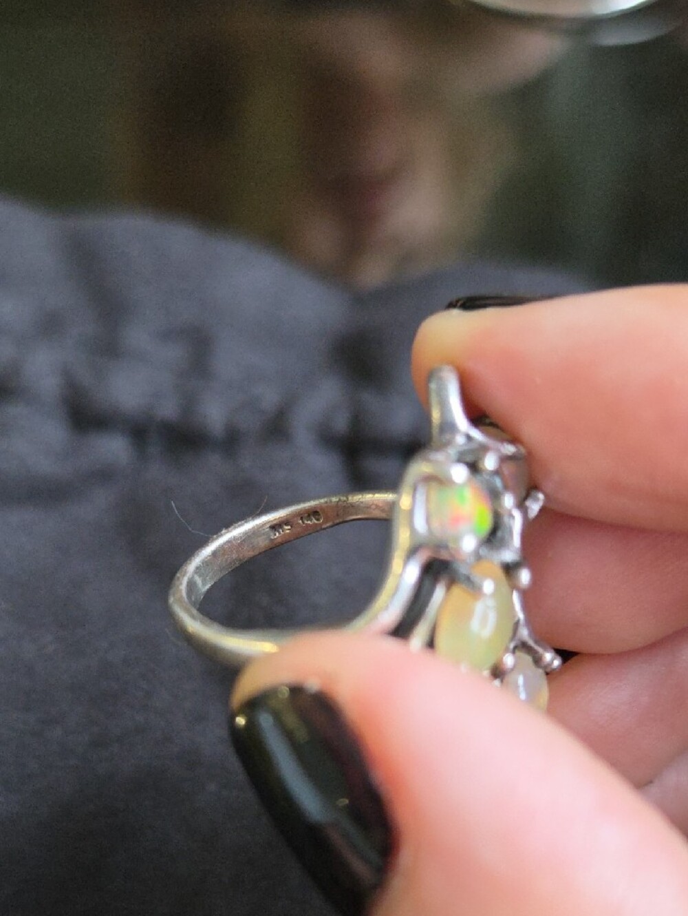 925 Silver Opal Cluster Ring - Yellow/White Opal - Picture 6 of 6
